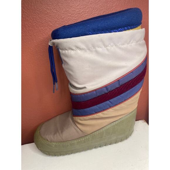 VINTAGE retro 1970s Winter Snow Boots Wedge 9.5 - Picture 8 of 9